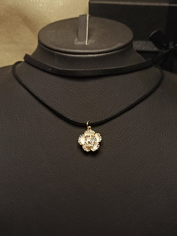 Flower Pendant Neck Fit with Black Dori
