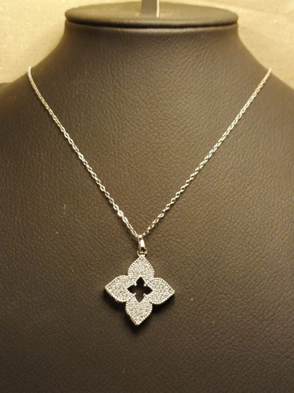 Silver Clover Necklace & Earring Set - Image 4