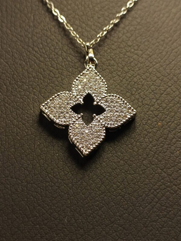 Silver Clover Necklace & Earring Set - Image 3