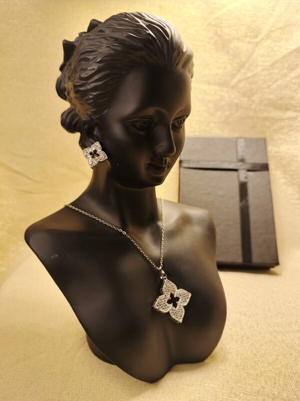 Silver Clover Necklace & Earring Set