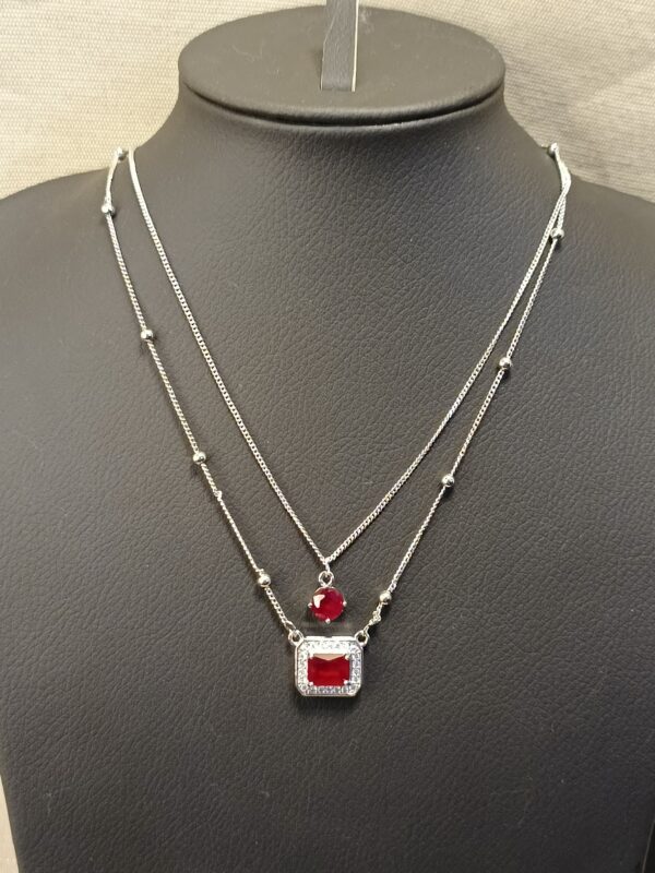 Royal Red Double-Layered Pendant Necklace