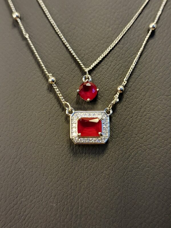Royal Red Double-Layered Pendant Necklace - Image 2