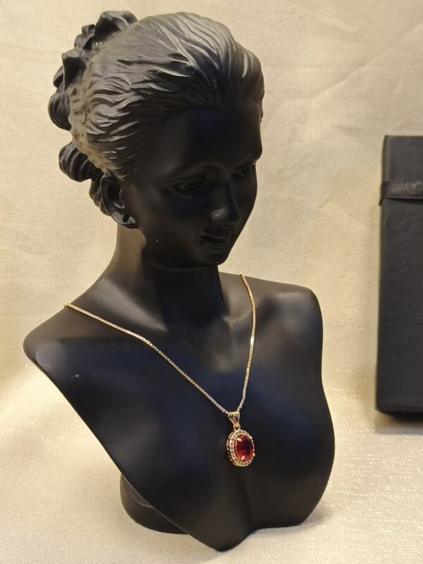 Ruby Red Oval Pendant Necklace