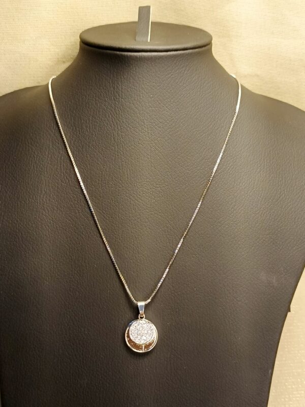 Lustrous Halo Pendant & Earrings Set – Silver - Image 2