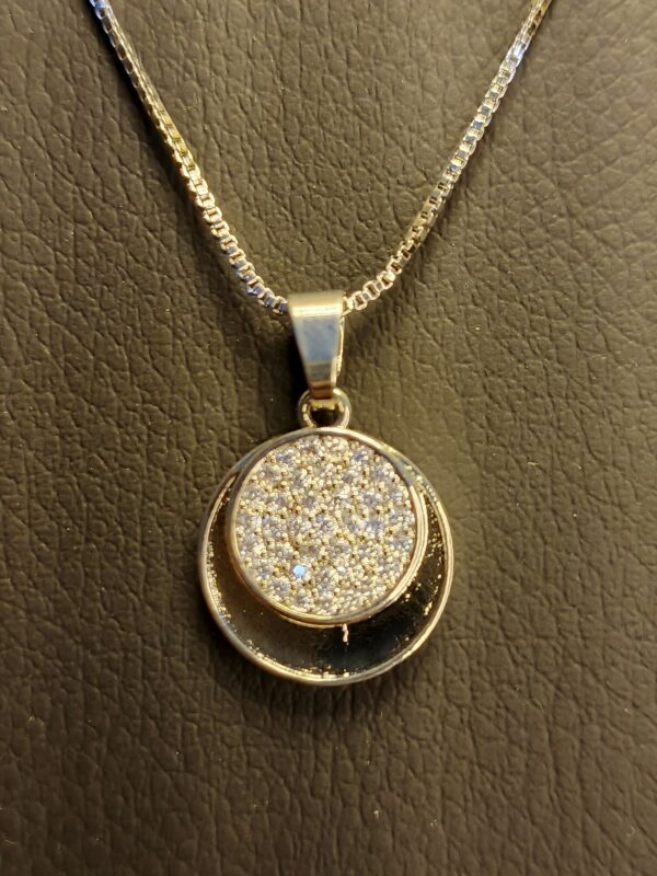 Lustrous Halo Pendant & Earrings Set – Silver - Image 3