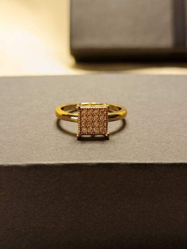 Luxury Gold-Plated Square-Cut Crystal Ring