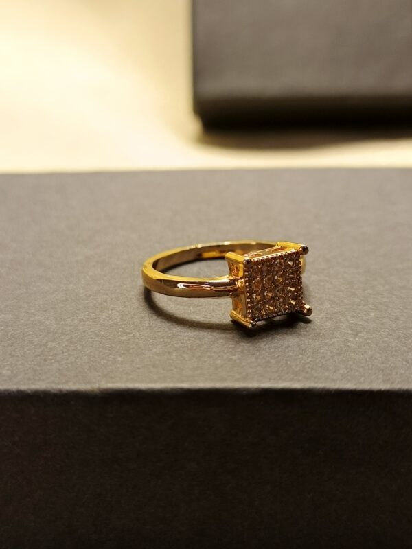 Luxury Gold-Plated Square-Cut Crystal Ring - Image 2
