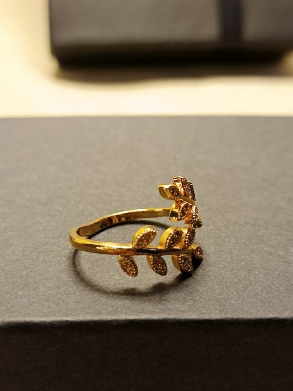Leaf Vine Ring with Zircon Accents - Image 2