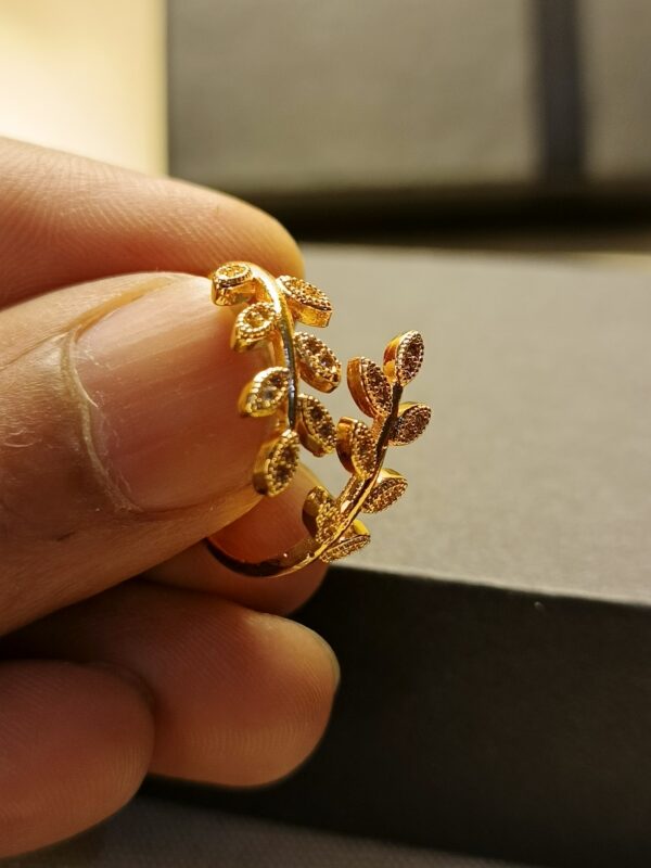 Leaf Vine Ring with Zircon Accents - Image 3