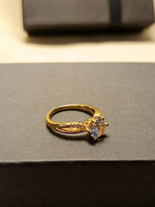 Classic Gold-Plated Solitaire Ring with Zircon Stone - Image 2
