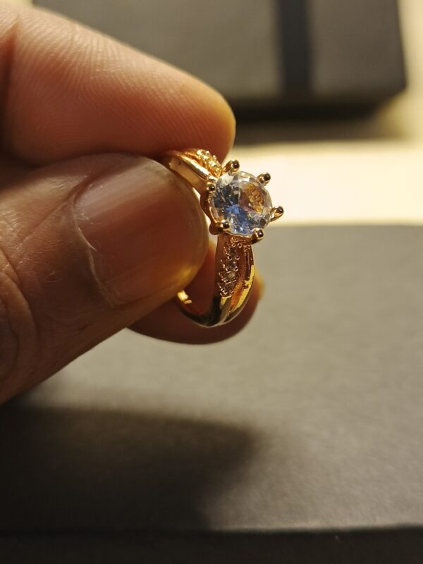 Classic Gold-Plated Solitaire Ring with Zircon Stone - Image 3