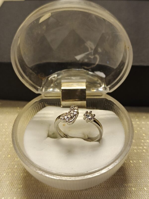 Silver Butterfly Charm Open Ring - Image 2
