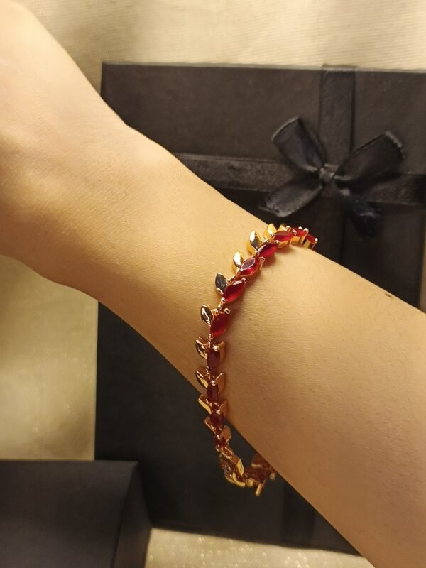 Royal Ruby Leaf Bracelet - Image 3