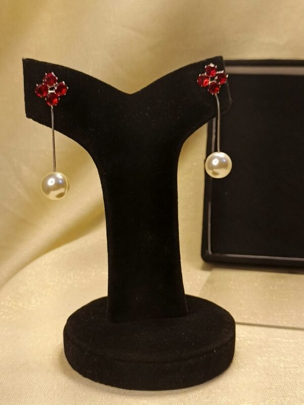 Ruby Blossom & Pearl Drop Earrings