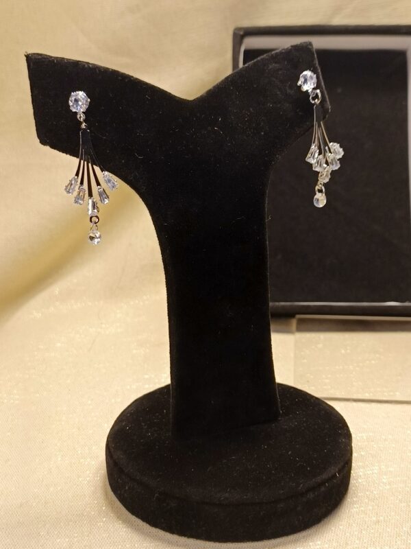 Sparkling Silver & Crystal Chandelier Earrings - Image 2