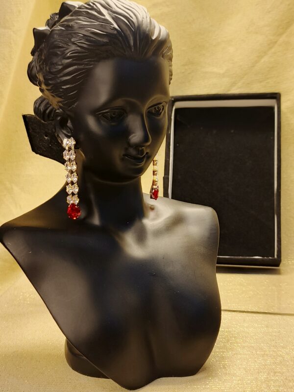 Elegant Crystal & Red Teardrop Dangle Earrings
