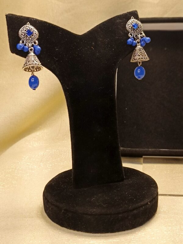 Royal Blue Ethnic Jhumka - Image 2