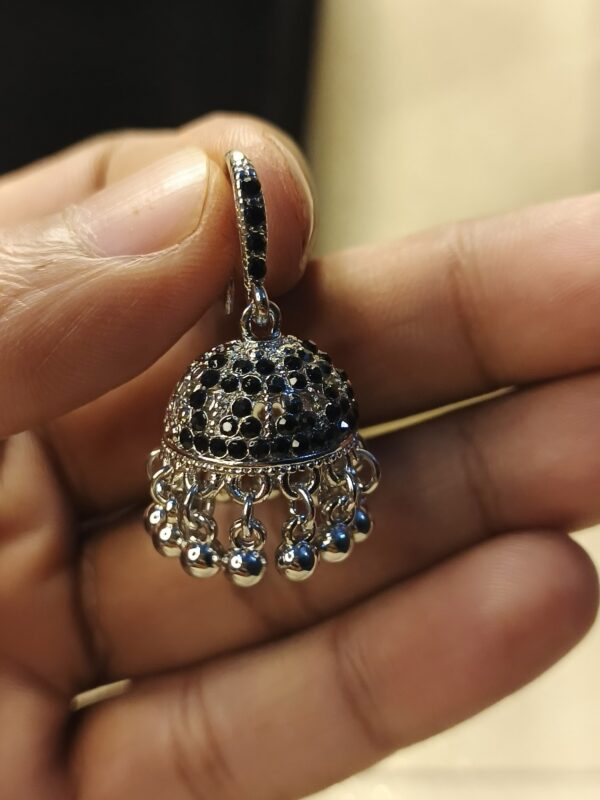 Midnight Black Sterling Jhumka - Image 2