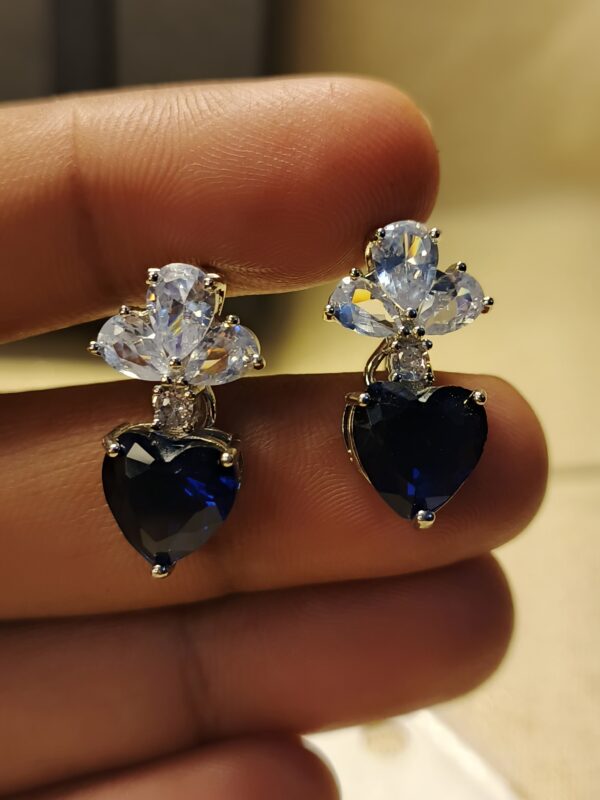 Elegant Heart & Floral Crystal Earrings - Image 4