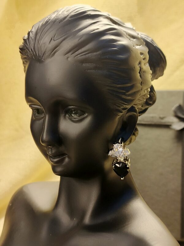 Elegant Heart & Floral Crystal Earrings