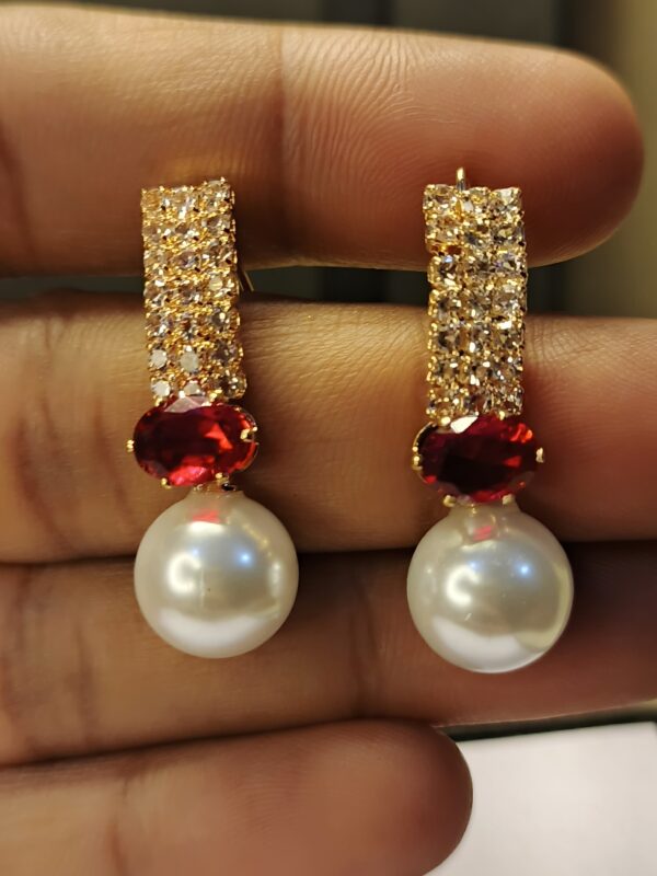 Luxe Crystal & Pearl Stud Earrings - Image 6