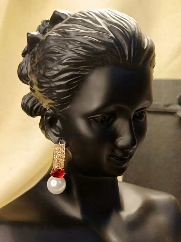 Luxe Crystal & Pearl Stud Earrings - Image 2