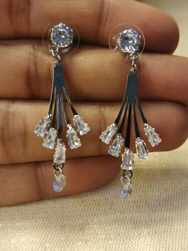 Sparkling Silver & Crystal Chandelier Earrings - Image 3