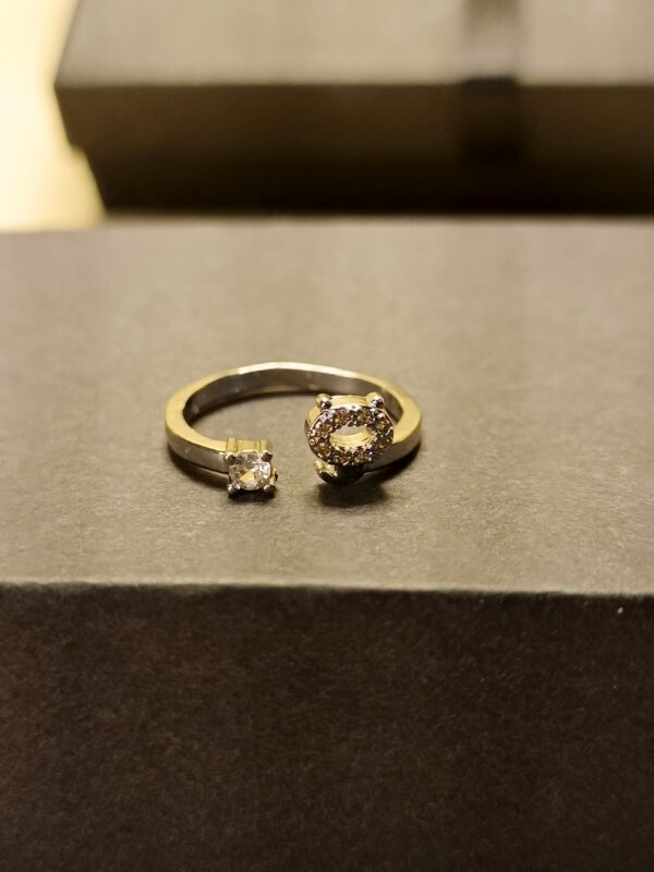 Silver Sparkling Cat Open Ring